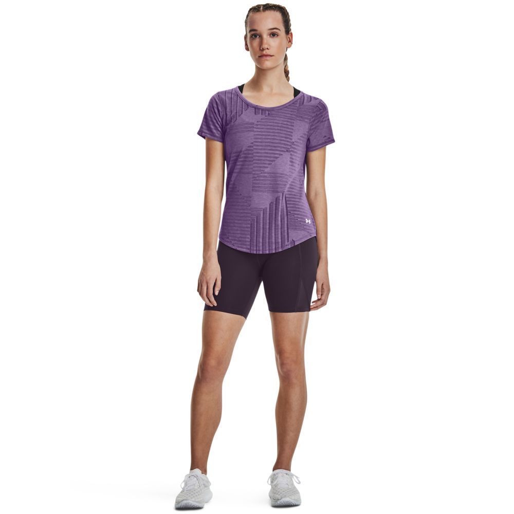 UA Eaker Deco Diamond Ss Camiseta Manga Corta morado de mujer para correr