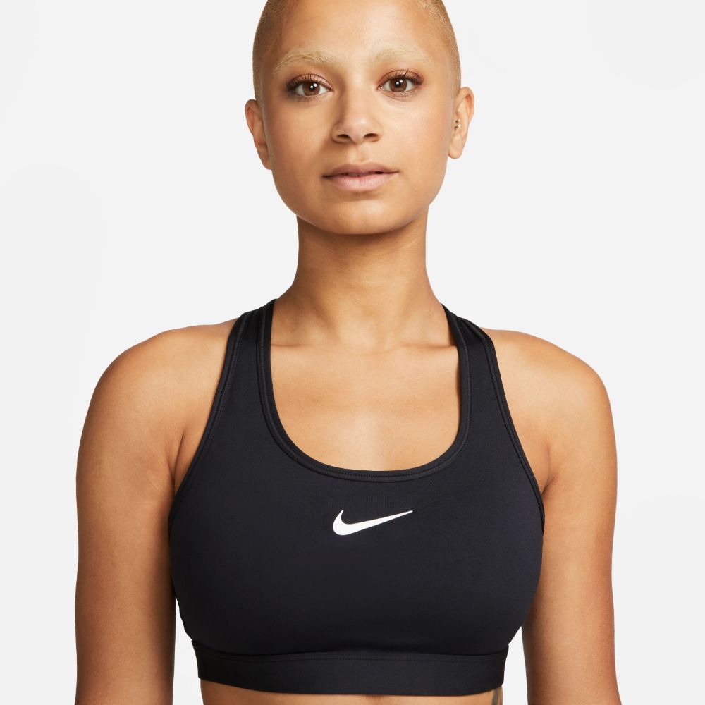Nike W Nk Swsh Med Spt Bra Top negro de mujer para entrenamiento