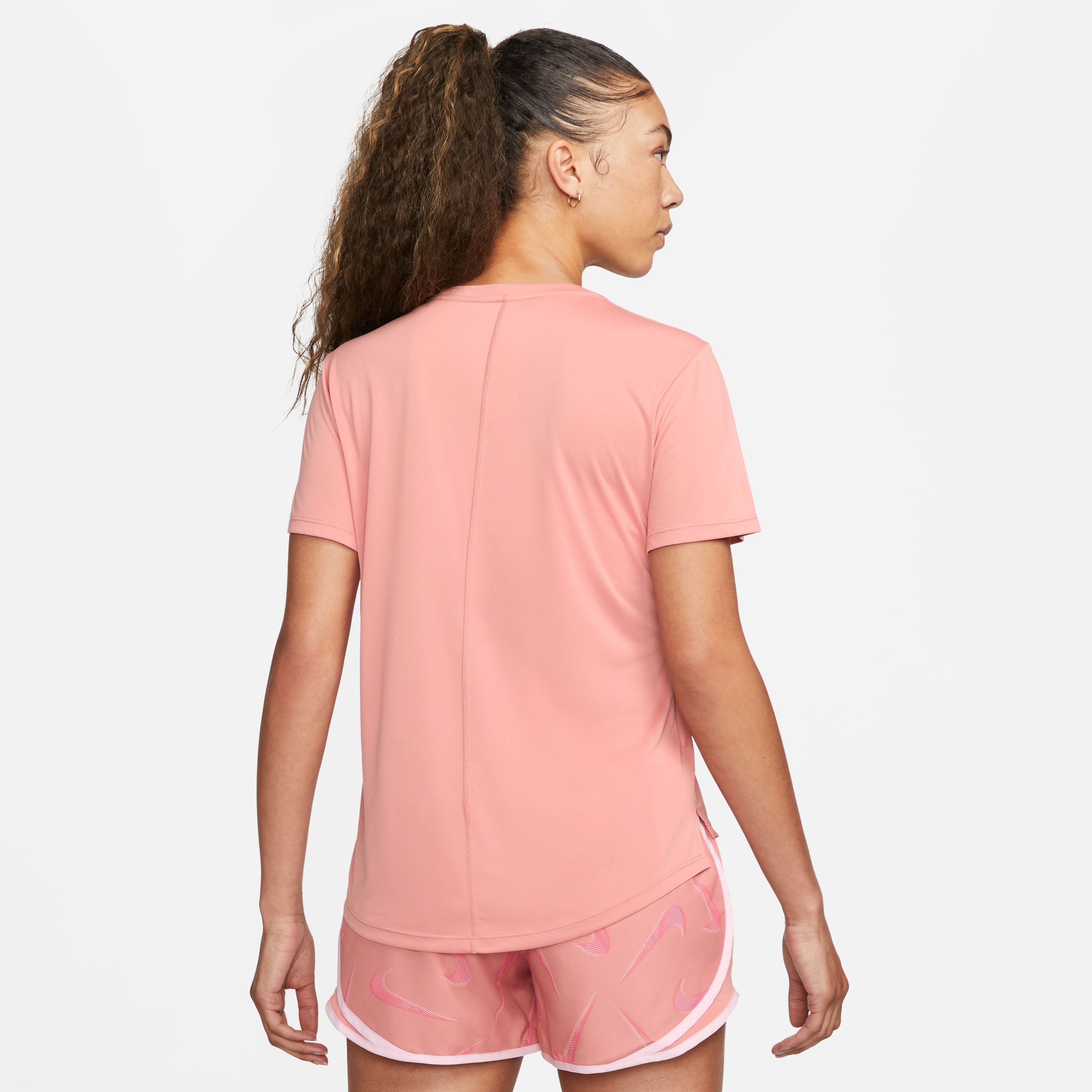 Nike W Nk Df Swoosh Hbr Ss Top Camiseta Manga Corta rosado de mujer para correr