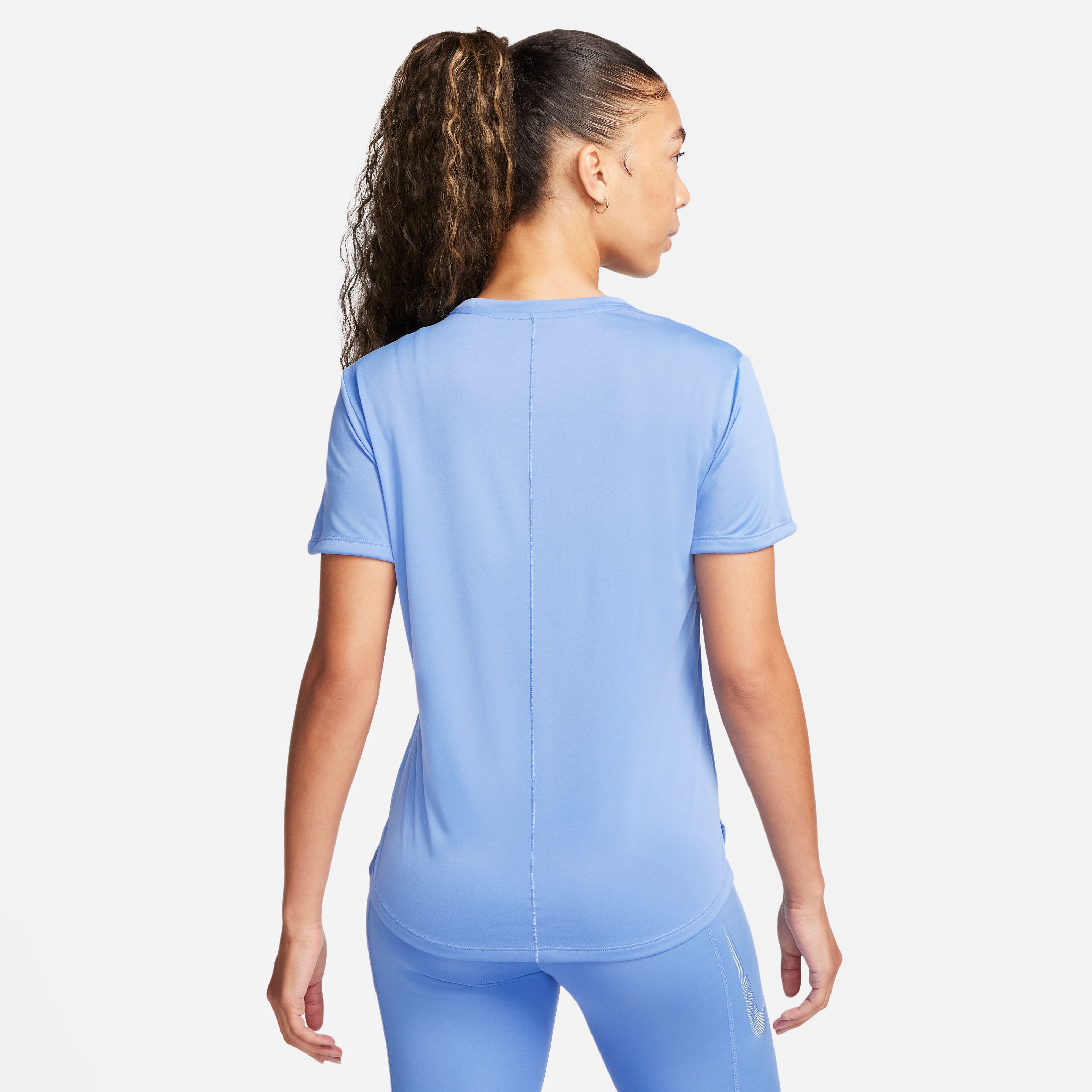 Nike W Nk Df Swoosh Hbr Ss Top Camiseta Manga Corta azul de mujer para correr
