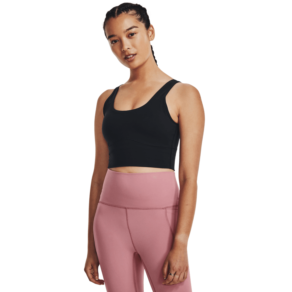 UA Idian Fitted Crop Tank Camiseta Manga Sisa negro de mujer para entrenamiento