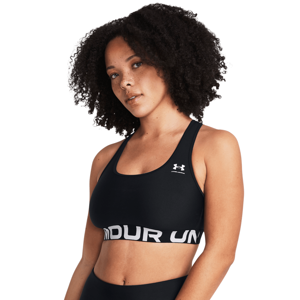 UA Hg Authentics Mid Branded Top negro de mujer para entrenamiento