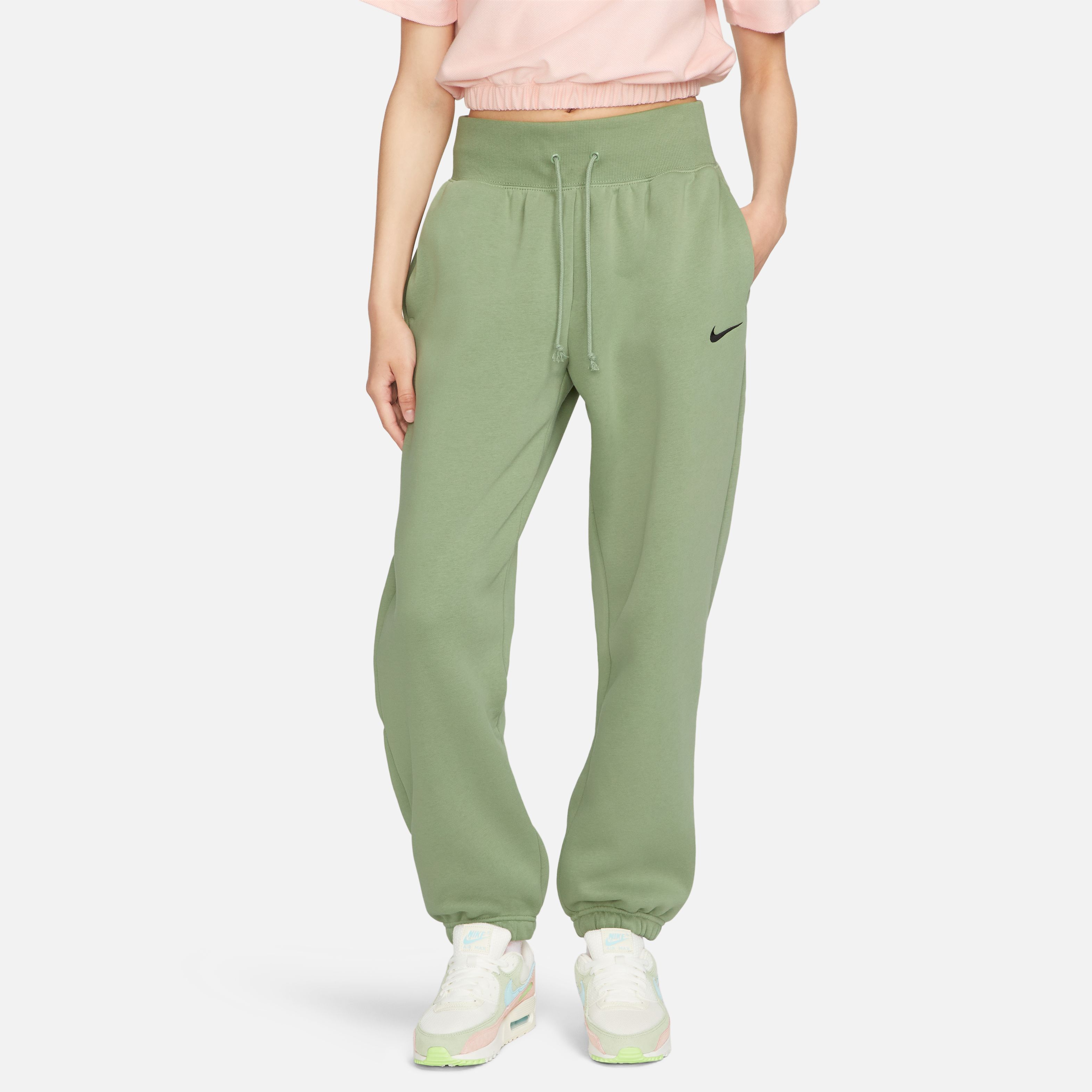 Nike W Nsw Phnx Flc Hr Os Pant Pantalón verde de mujer lifestyle
