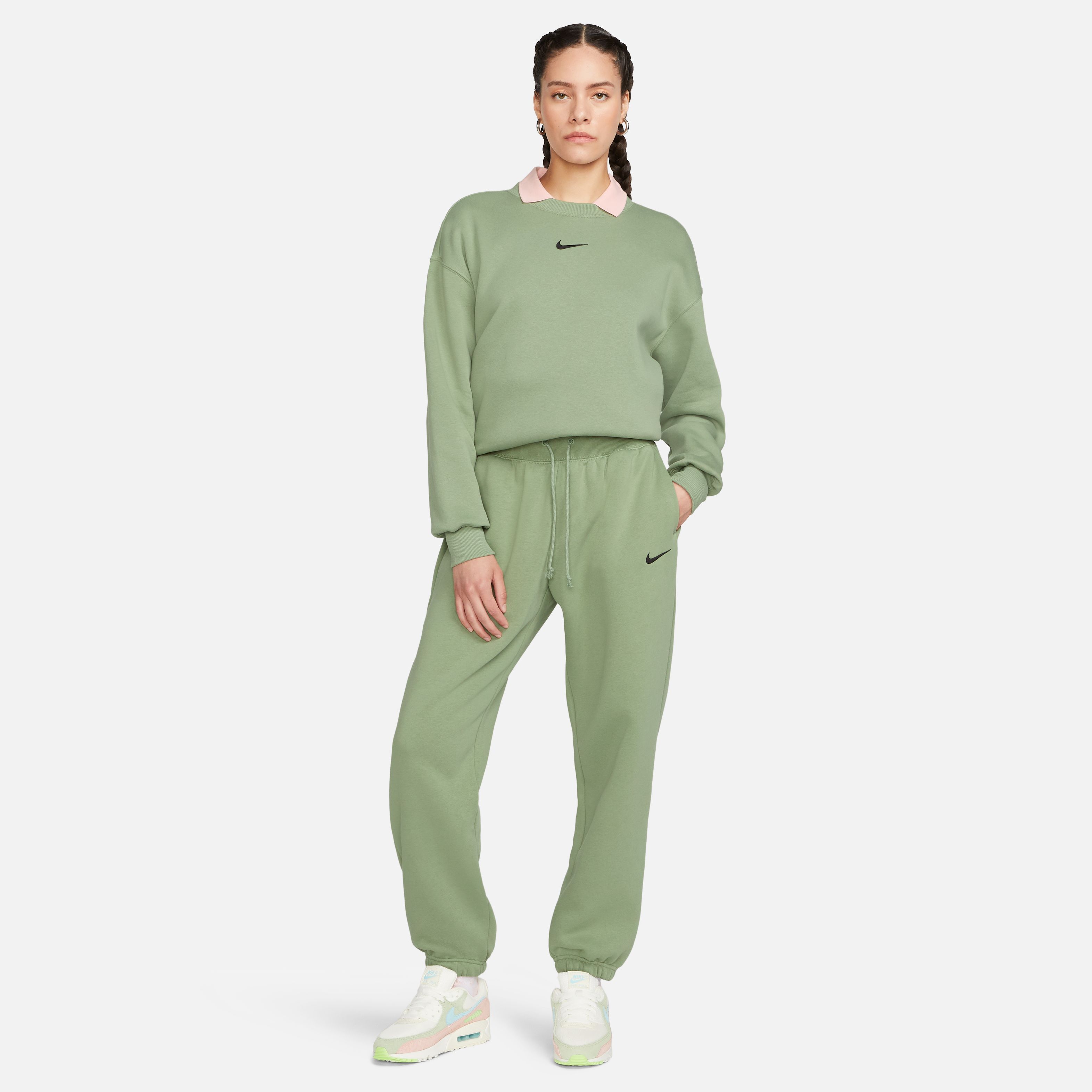 Nike W Nsw Phnx Flc Hr Os Pant Pantalón verde de mujer lifestyle