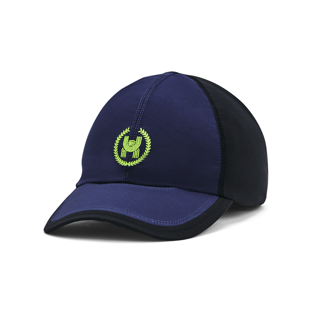 UA So-Chill Launch Wrapback Gorra azul de mujer para correr