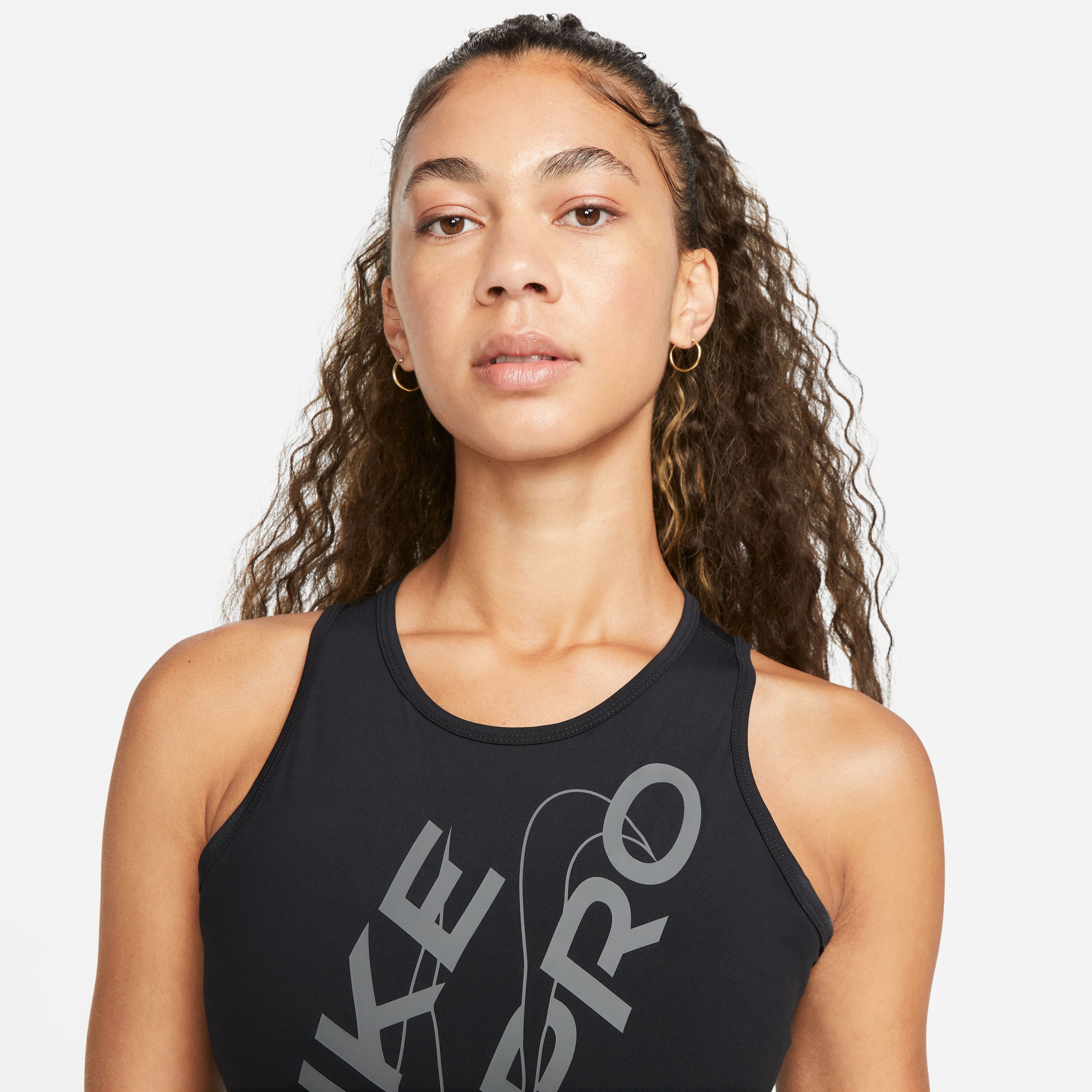 Nike W Np Df Crop Tank Grx Camiseta Manga Sisa negro de mujer para entrenamiento