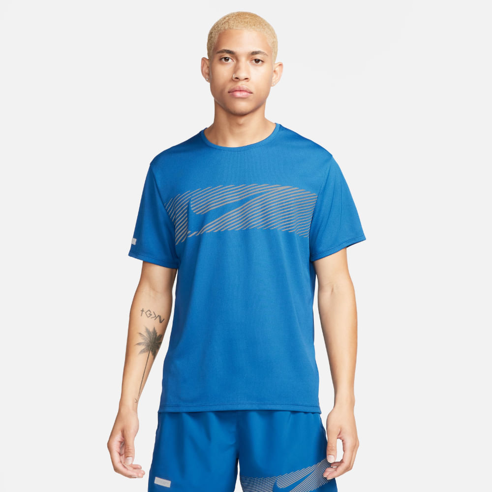 Nike M Nk Flash Miler Top Camiseta Manga Corta azul de hombre para correr