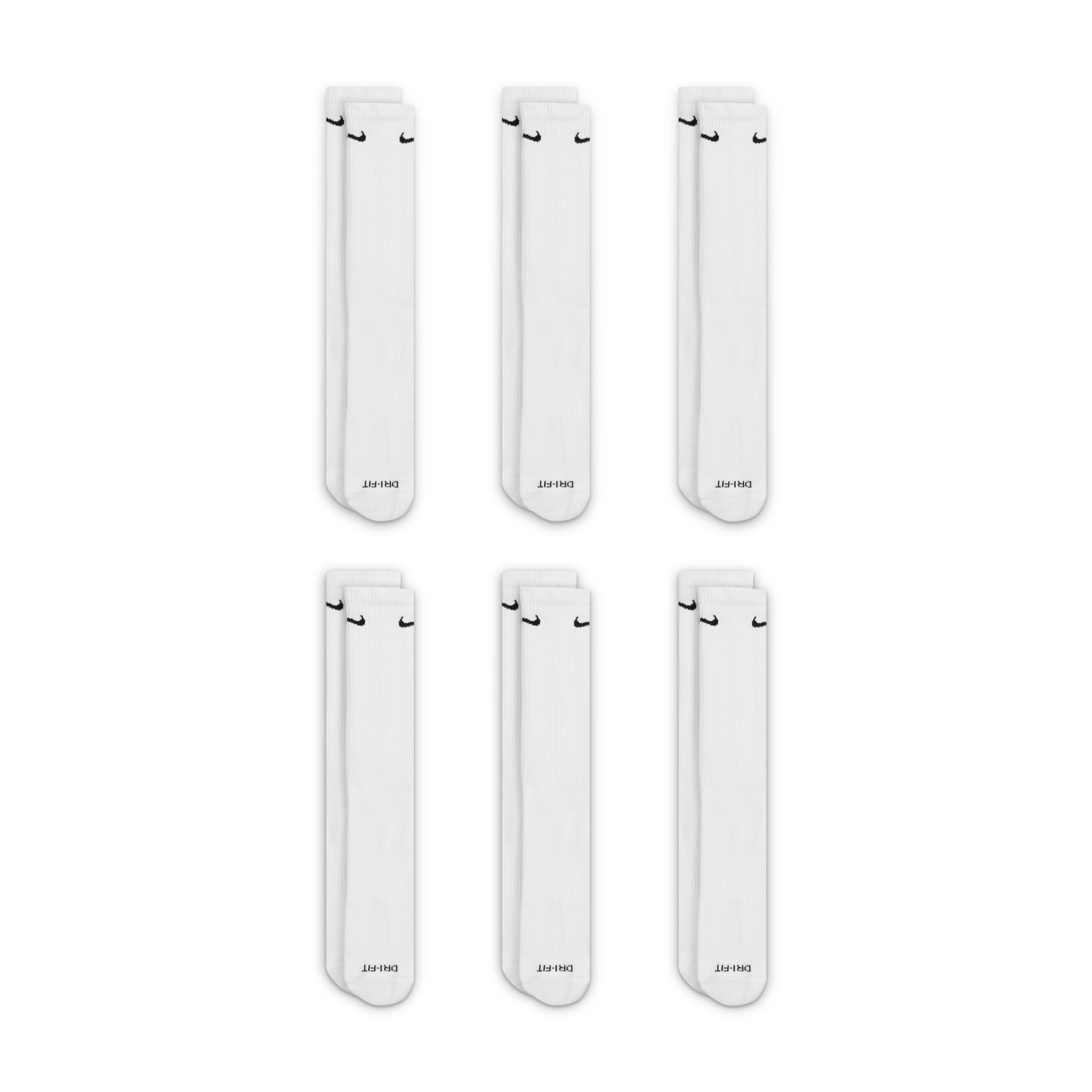 Nike U Nk Everyday Plus Cush Crew 6 Medias blanco de hombre para entrenamiento