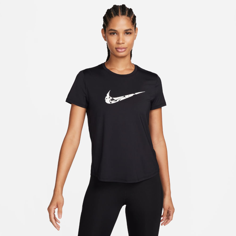 Nike W Nk One Swsh Hbr Df Ss Top Camiseta Manga Corta blanco de mujer para correr