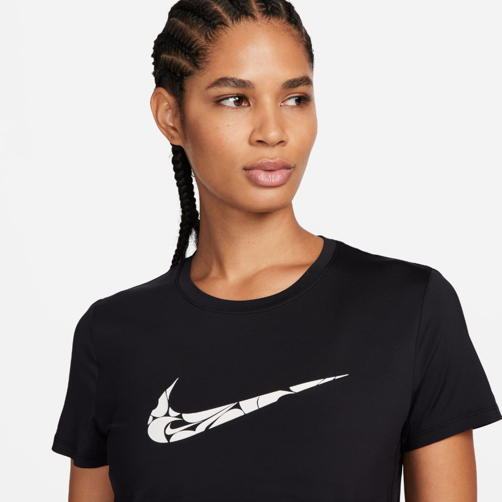 Nike W Nk One Swsh Hbr Df Ss Top Camiseta Manga Corta blanco de mujer para correr