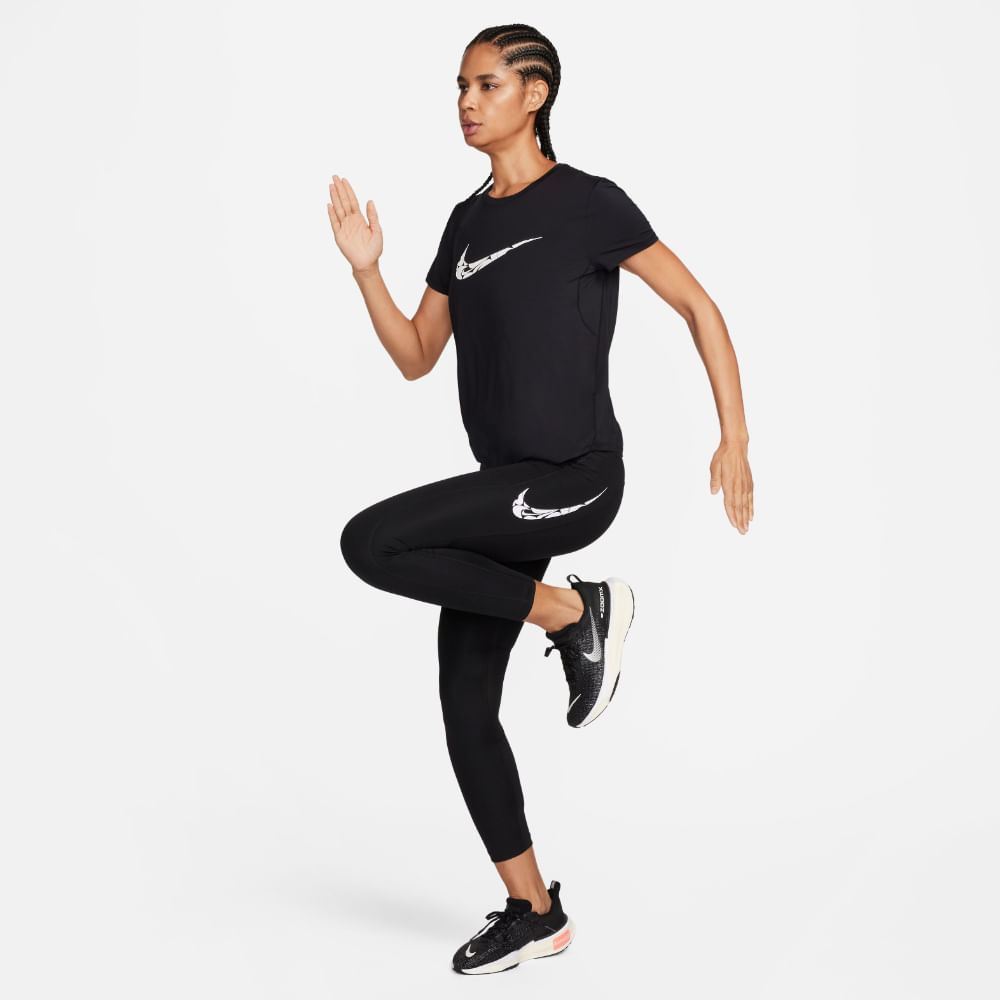 Nike W Nk One Swsh Hbr Df Ss Top Camiseta Manga Corta blanco de mujer para correr