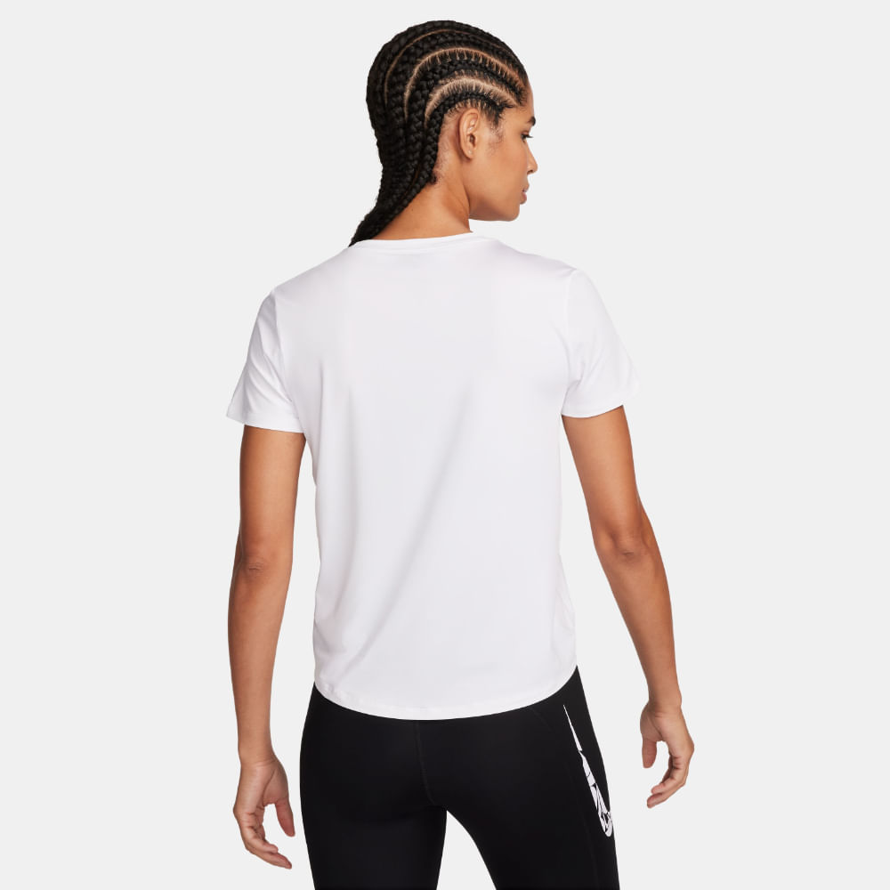 Nike W Nk One Swsh Hbr Df Ss Top Camiseta Manga Corta blanco de mujer para correr