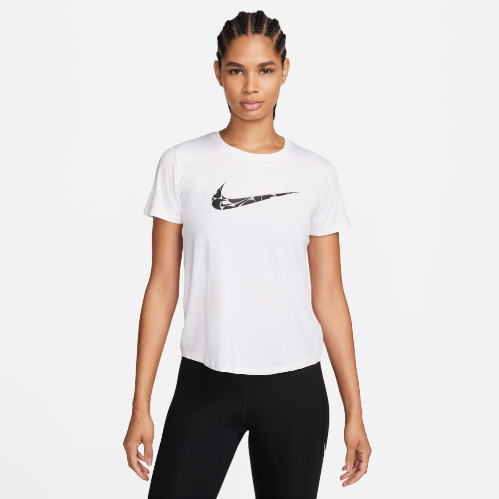 Nike W Nk One Swsh Hbr Df Ss Top Camiseta Manga Corta blanco de mujer para correr
