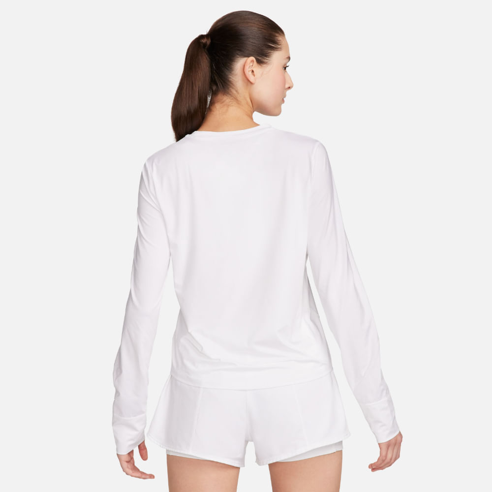 Nike W Nk One Classic Df Ls Top Camiseta Manga Larga blanco de mujer para entrenamiento