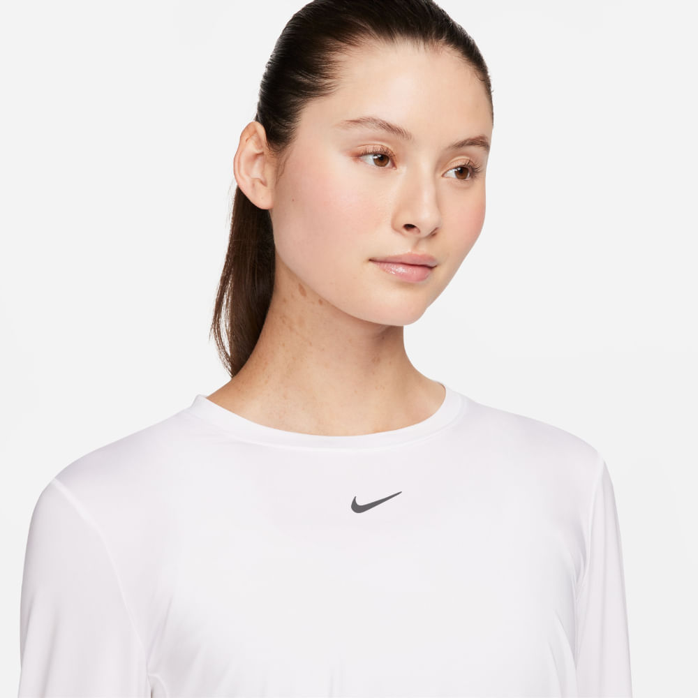 Nike W Nk One Classic Df Ls Top Camiseta Manga Larga blanco de mujer para entrenamiento