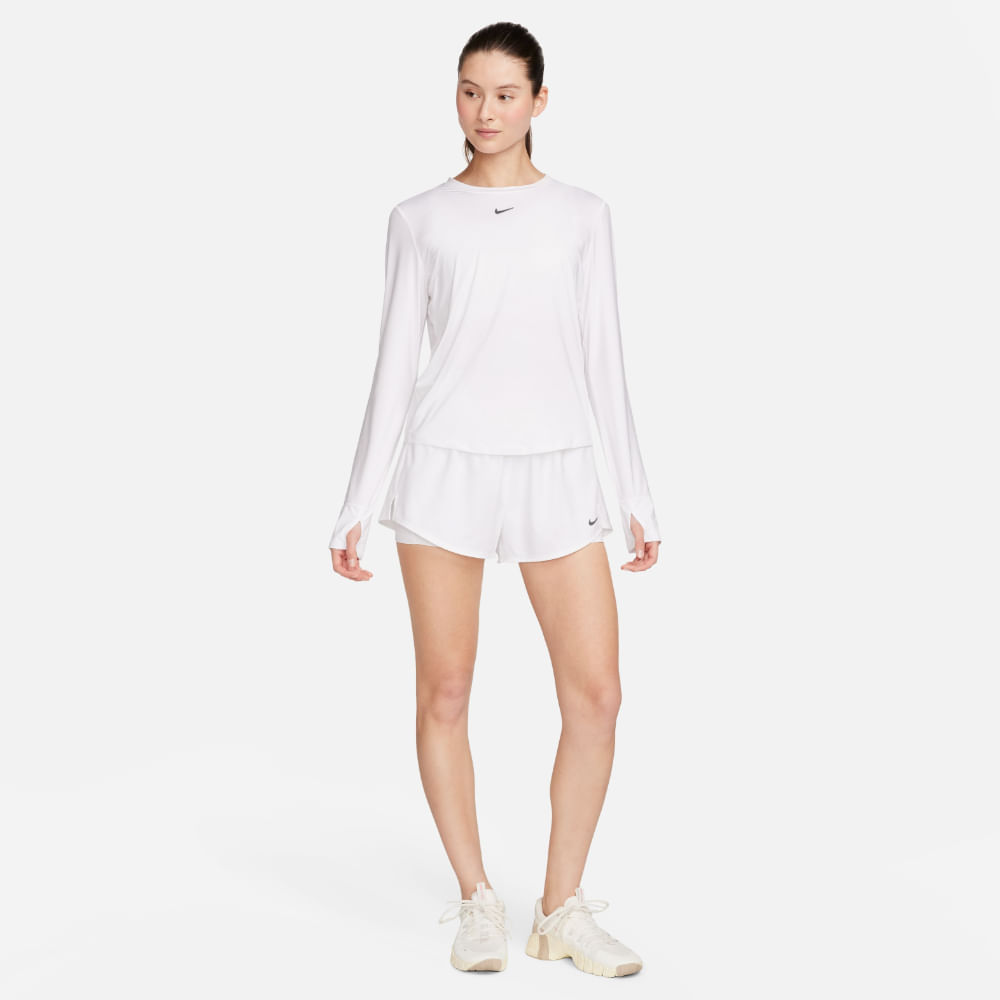 Nike W Nk One Classic Df Ls Top Camiseta Manga Larga blanco de mujer para entrenamiento
