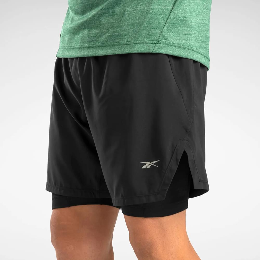 Reebok Running 2-1 Short Pantaloneta negro de hombre para correr