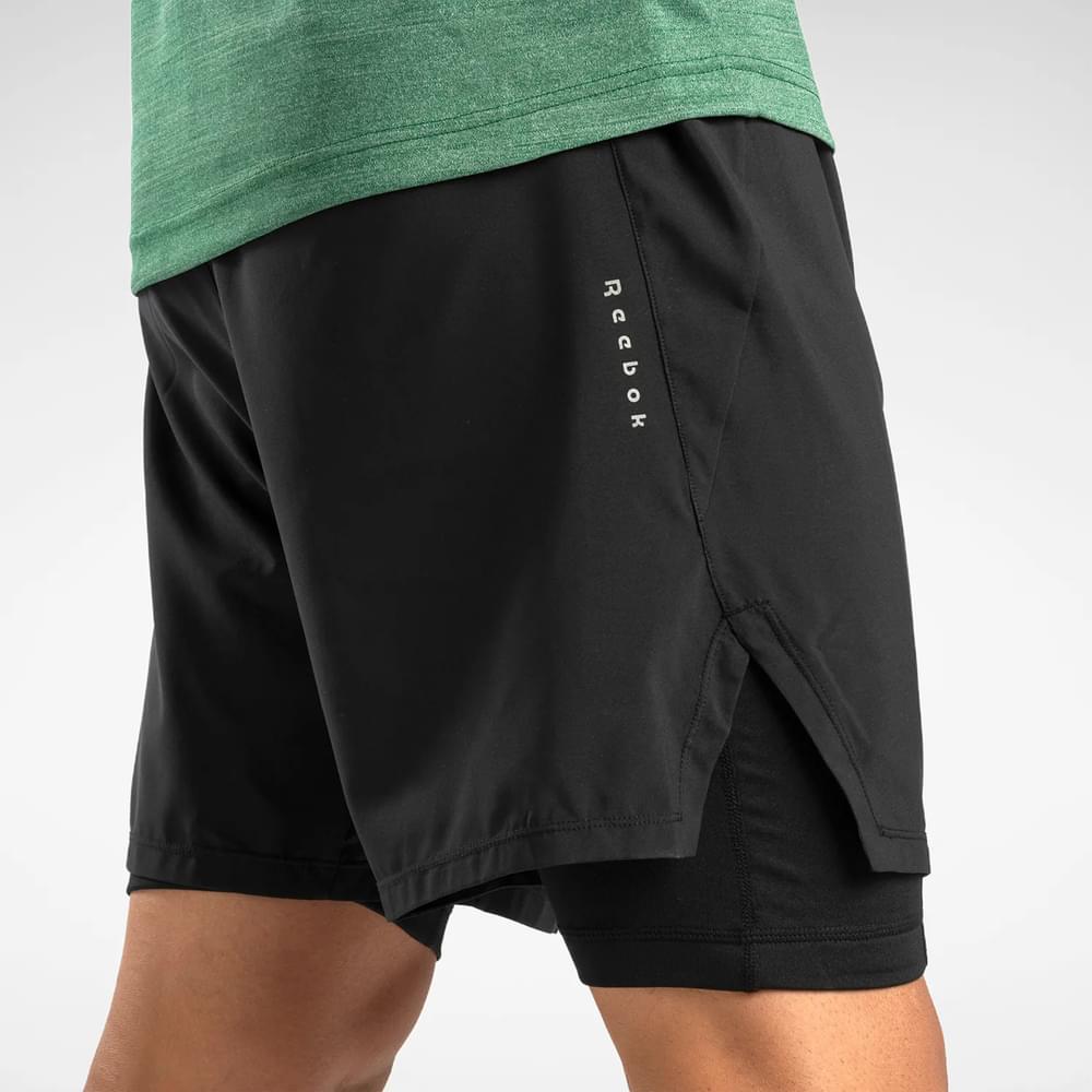 Reebok Running 2-1 Short Pantaloneta negro de hombre para correr