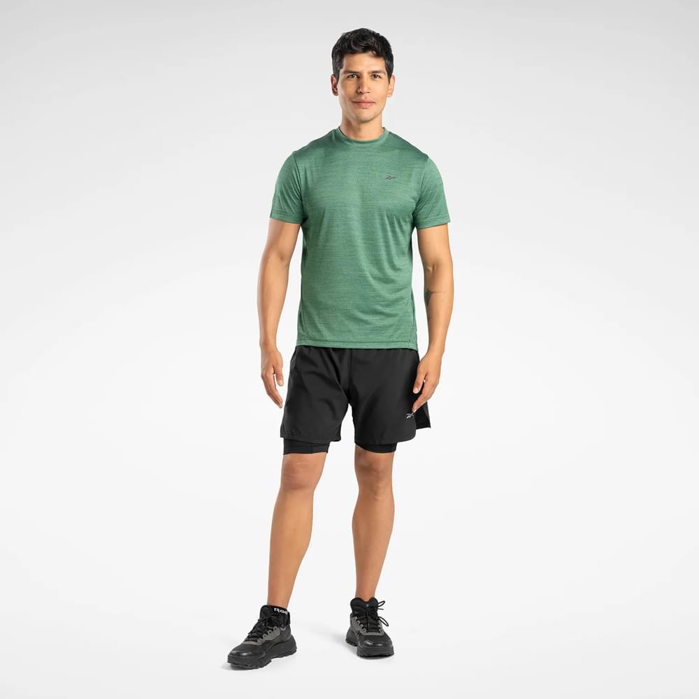 Reebok Running 2-1 Short Pantaloneta negro de hombre para correr