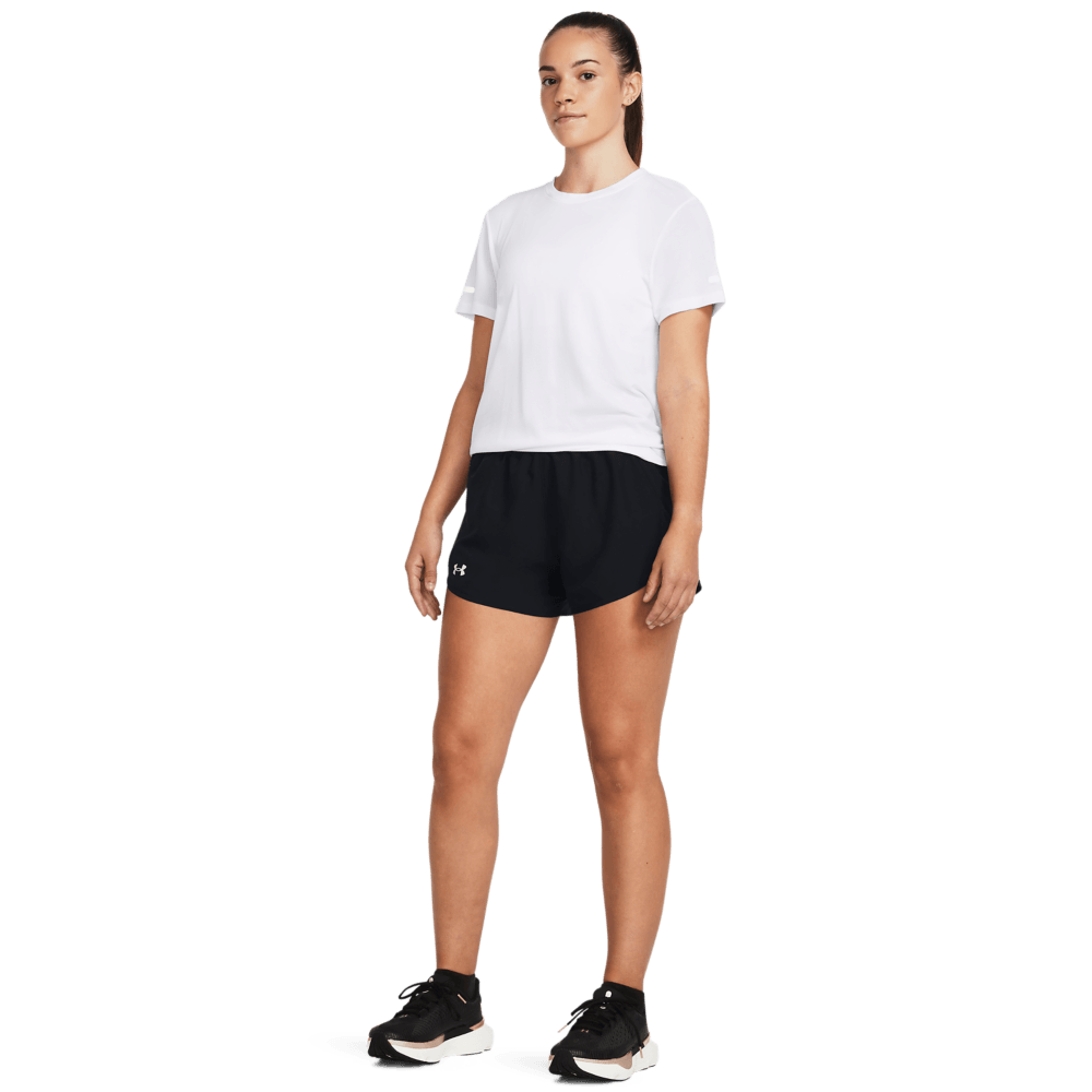 UA Fly By Short Pantaloneta negro de mujer para correr