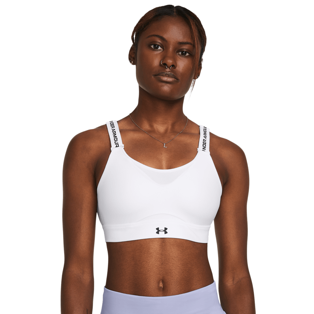UA Infinity High Bra Top blanco de mujer para entrenamiento