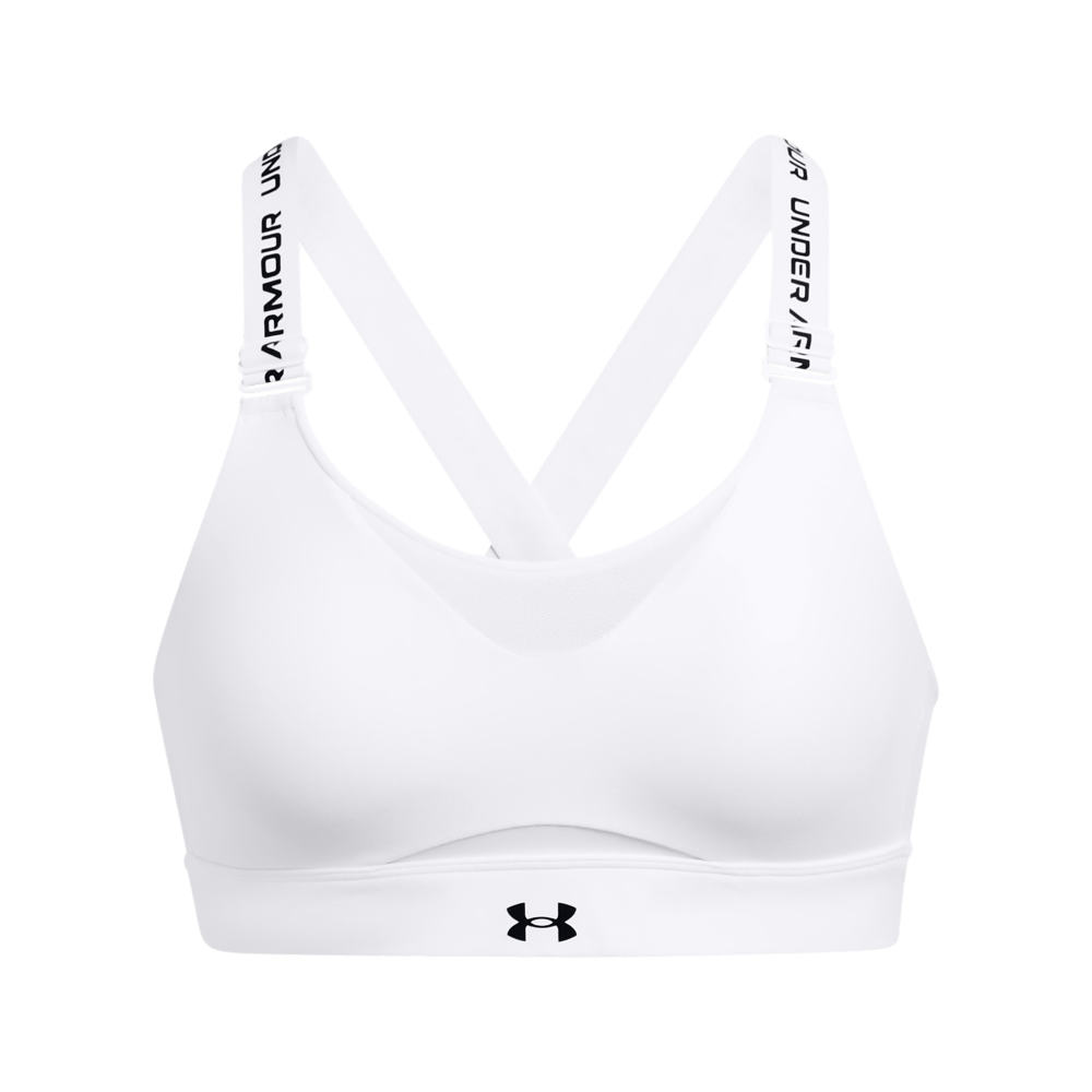 UA Infinity High Bra Top blanco de mujer para entrenamiento