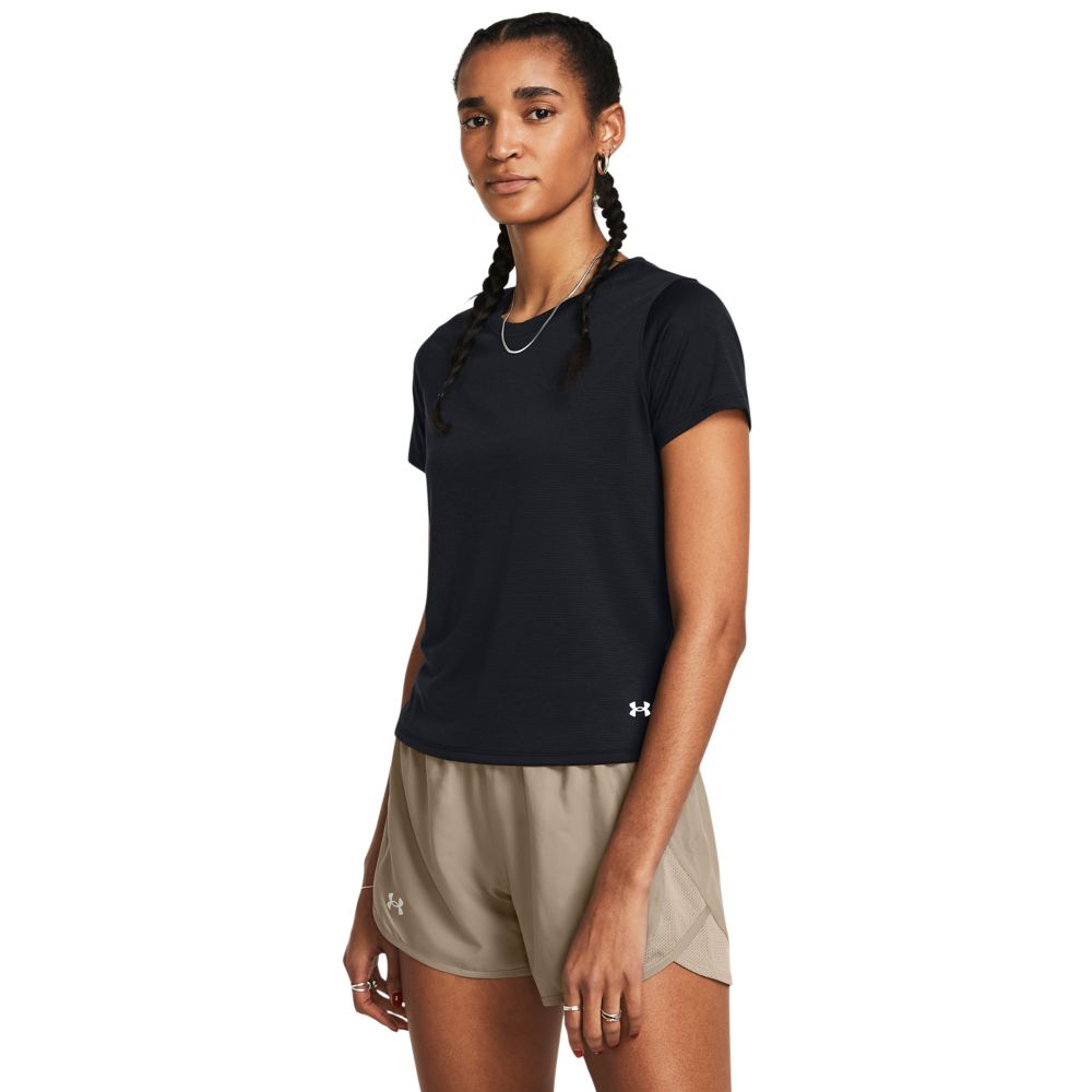 UA Streaker Ss Camiseta Manga Corta negro de mujer para correr