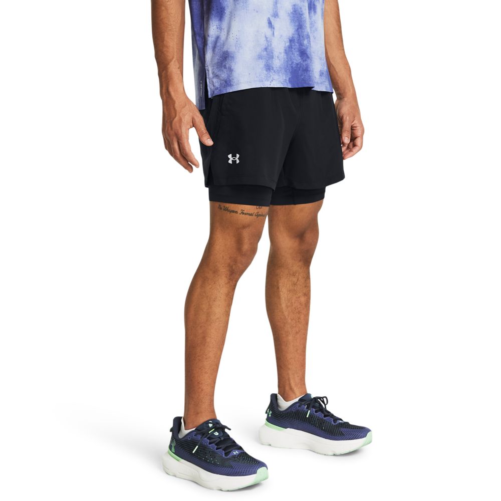 UA Launch 5  2-In-1 Short Pantaloneta negro de hombre para correr