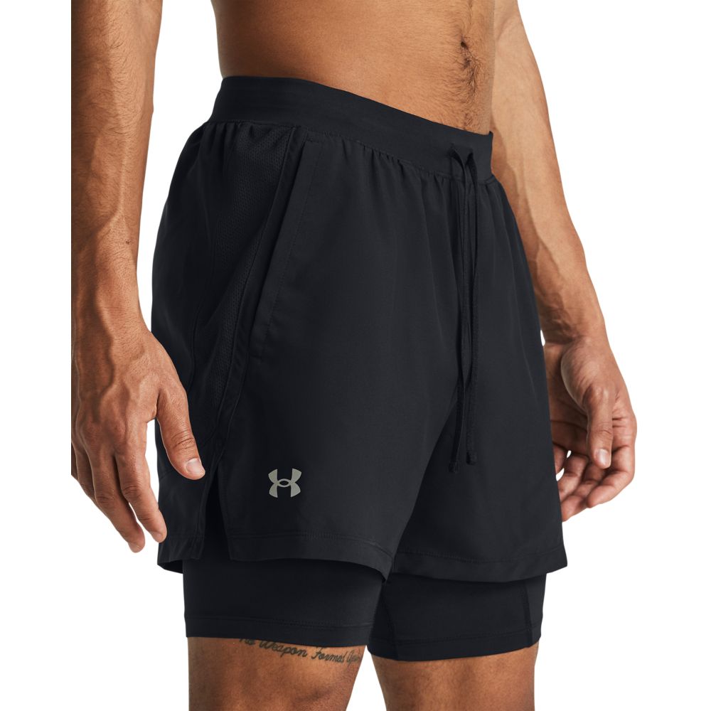 UA Launch 5  2-In-1 Short Pantaloneta negro de hombre para correr