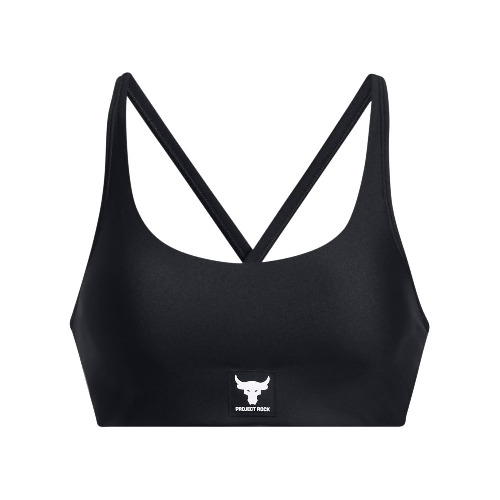UA  Rck All Train Crsbck Bra Top negro de mujer para entrenamiento