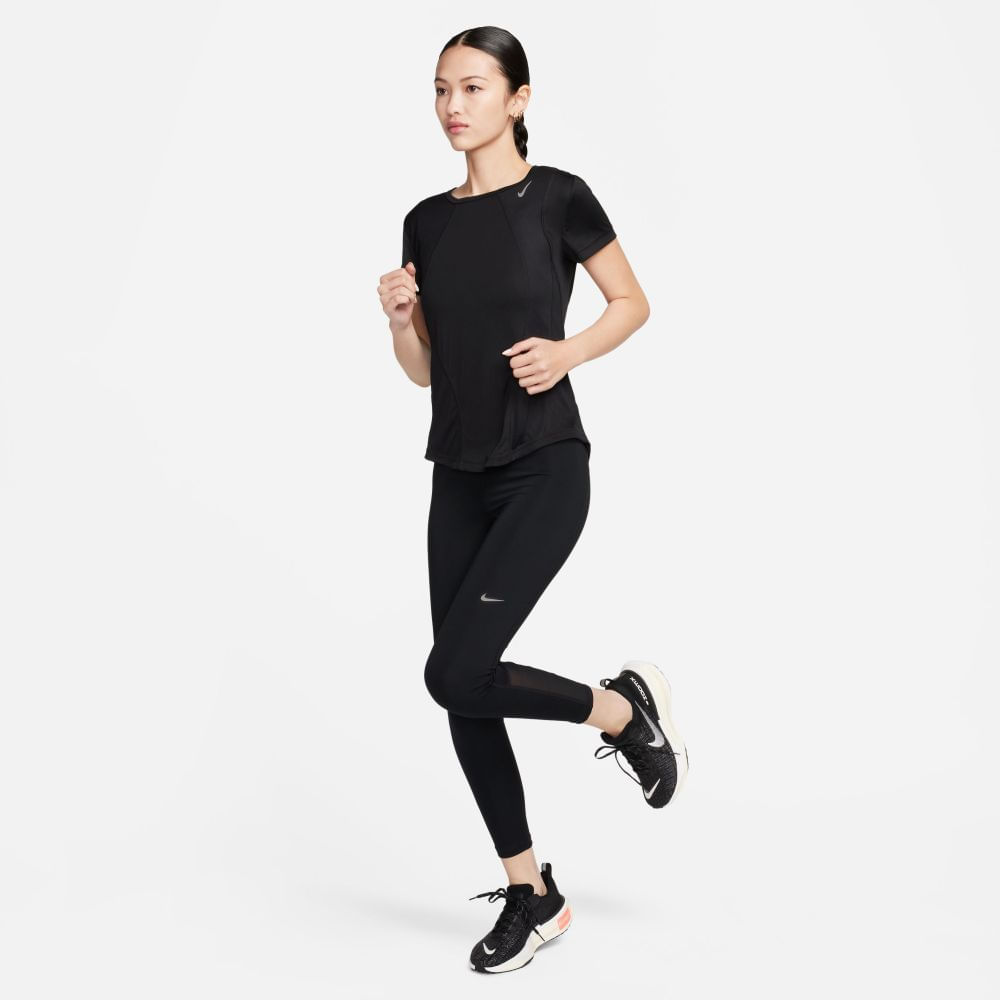 Nike W Nk Fast Df Ss Top Camiseta Manga Corta negro de mujer para correr