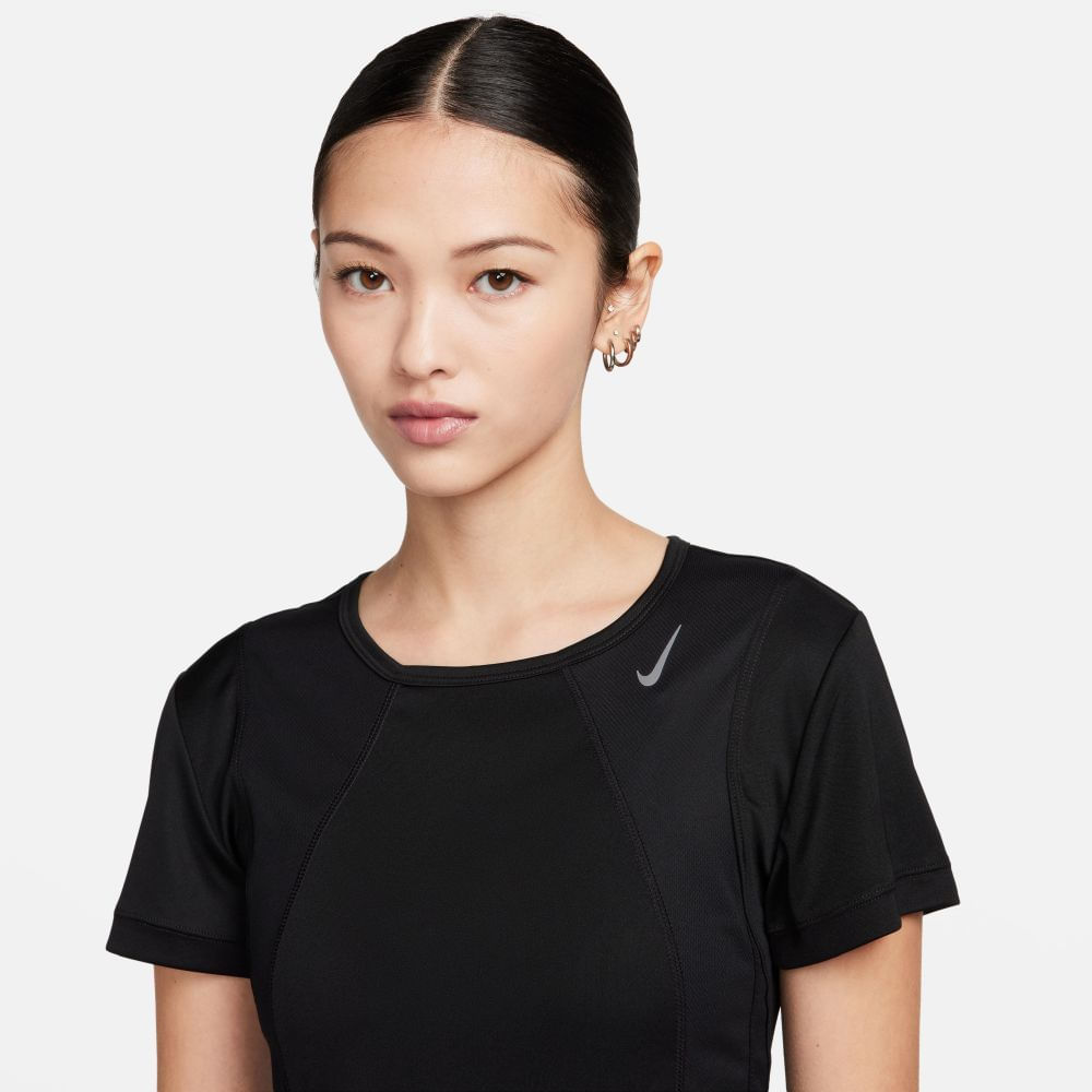 Nike W Nk Fast Df Ss Top Camiseta Manga Corta negro de mujer para correr