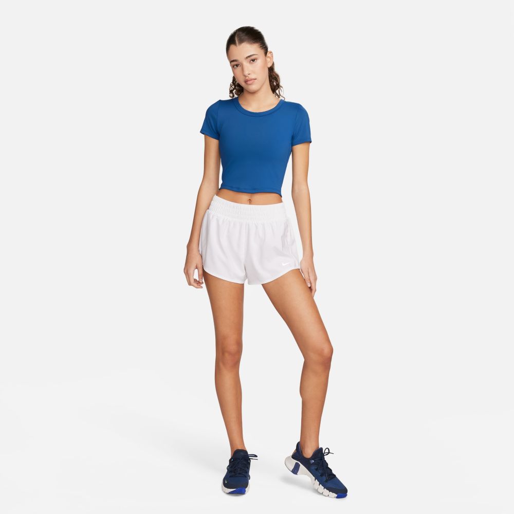 Nike W Nk One Fitted Df Ss Top Camiseta Manga Corta azul de mujer para entrenamiento