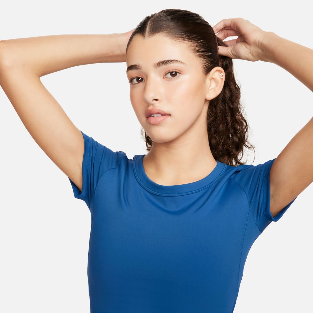 Nike W Nk One Fitted Df Ss Top Camiseta Manga Corta azul de mujer para entrenamiento