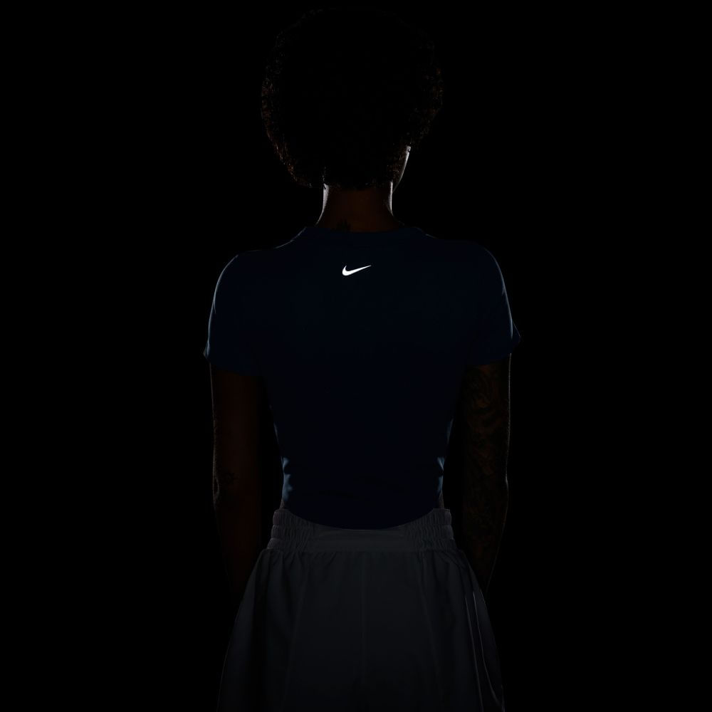 Nike W Nk One Fitted Df Ss Top Camiseta Manga Corta azul de mujer para entrenamiento