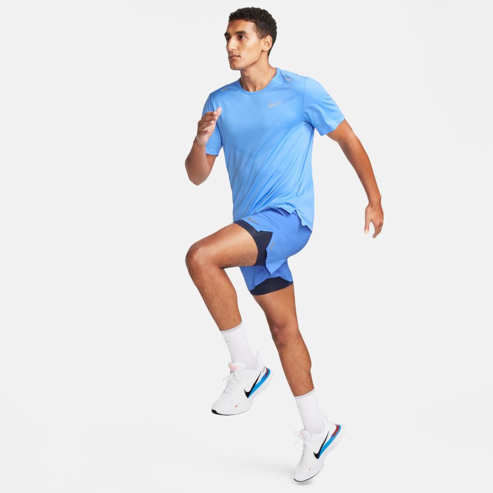 Nike M Nk Df Rise 365 Ss Camiseta Manga Corta azul de hombre para correr