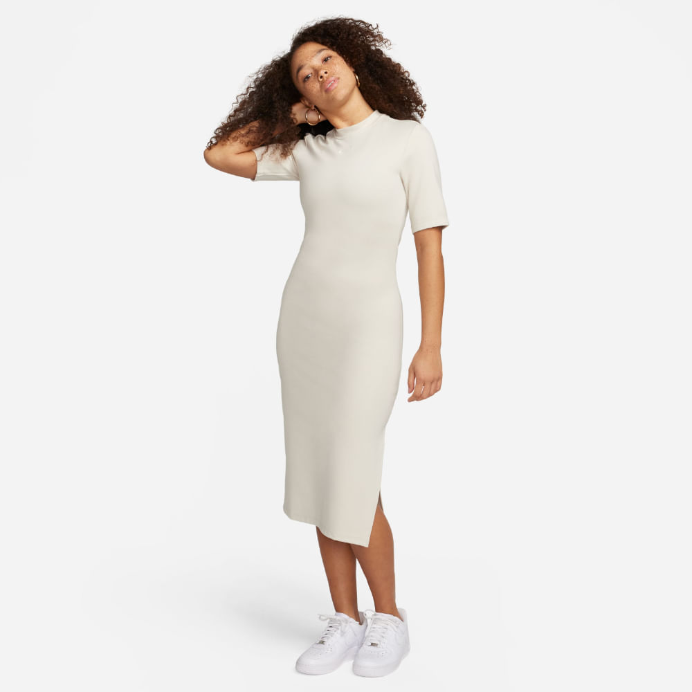 Nike W Nsw Essntl Midi Dress Vestido blanco de mujer lifestyle