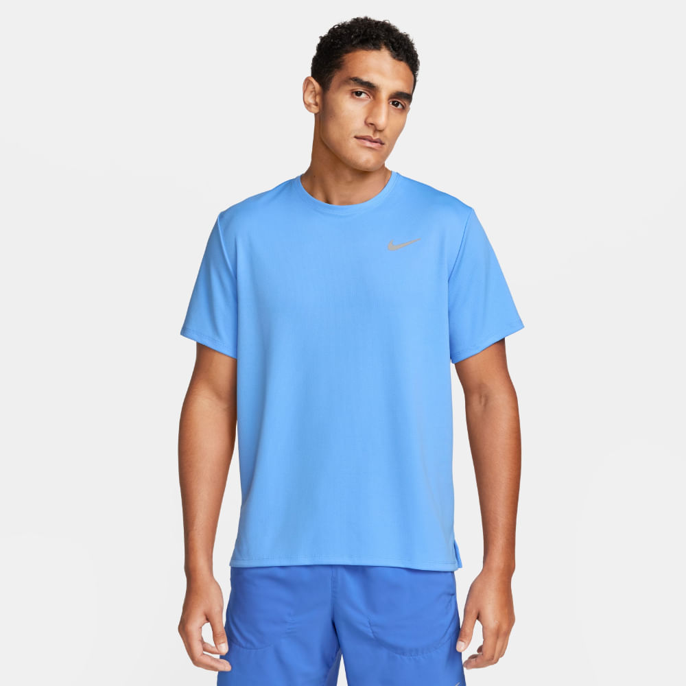 Nike M Nk Df Uv Miler Ss Camiseta Manga Corta azul de hombre para correr