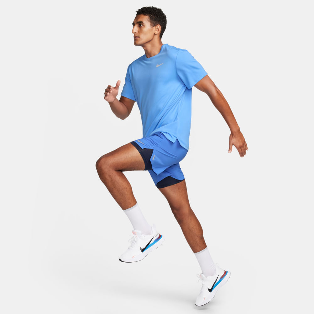 Nike M Nk Df Uv Miler Ss Camiseta Manga Corta azul de hombre para correr