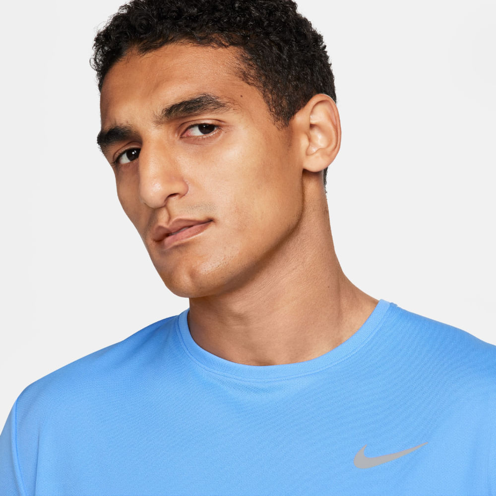 Nike M Nk Df Uv Miler Ss Camiseta Manga Corta azul de hombre para correr