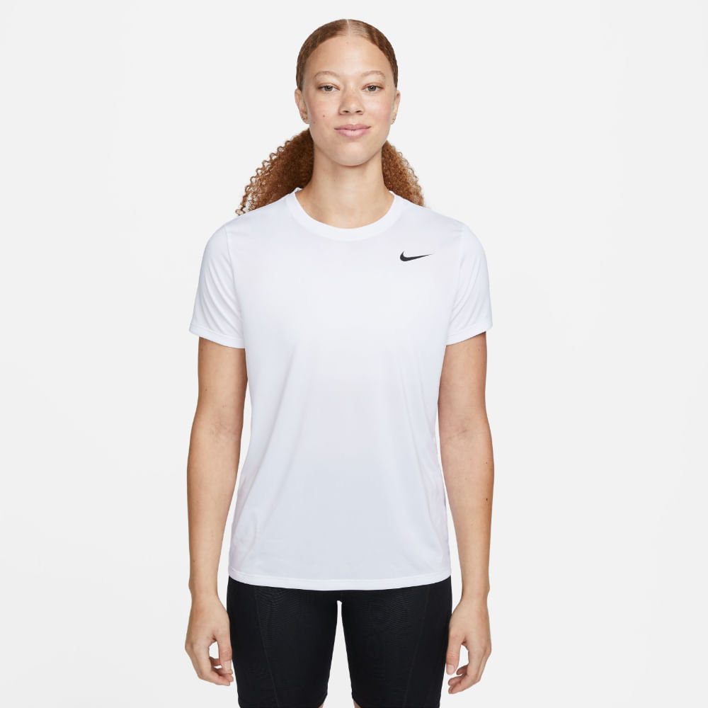 Nike W Nk Df Tee Rlgd Lbr Camiseta Manga Corta blanco de mujer para entrenamiento