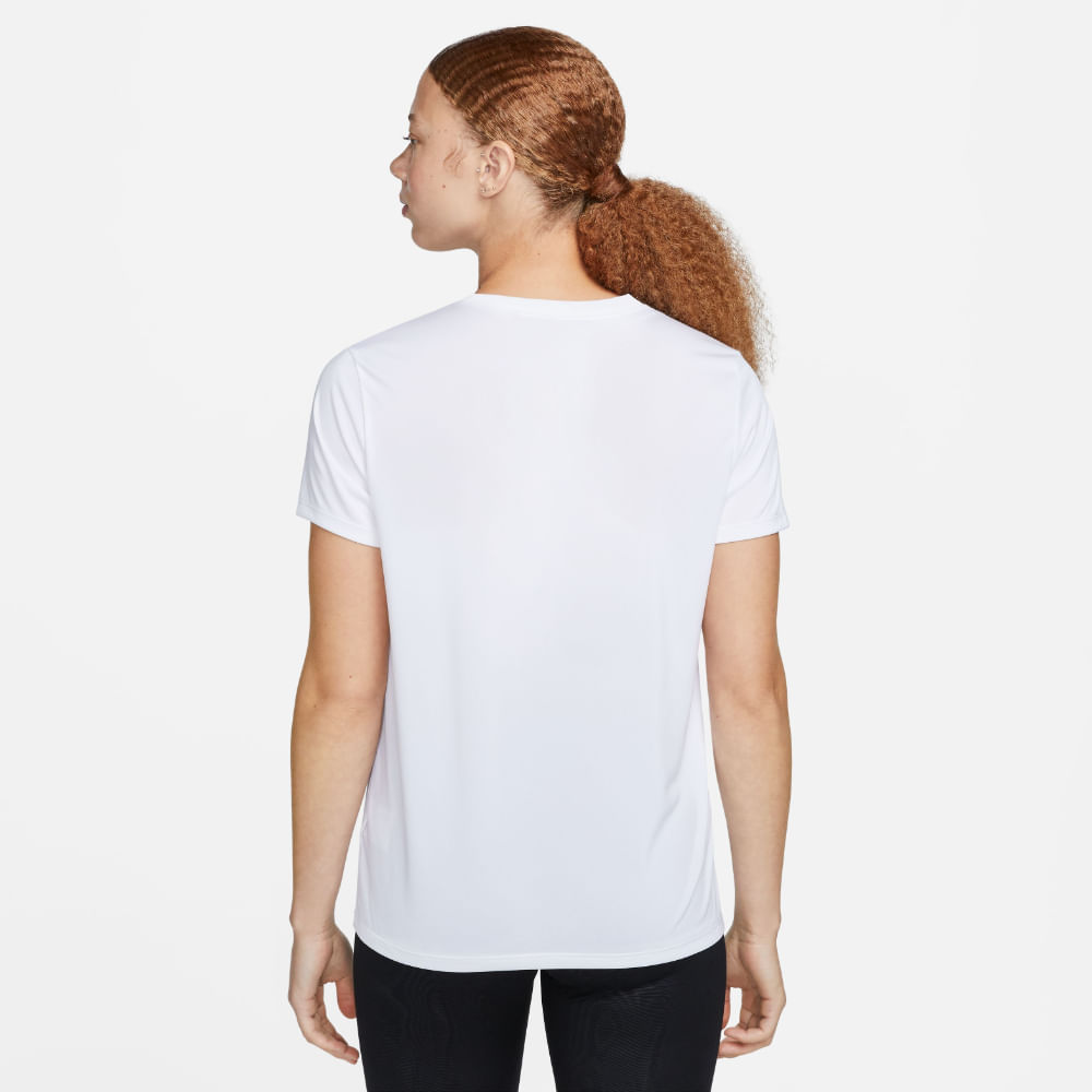 Nike W Nk Df Tee Rlgd Lbr Camiseta Manga Corta blanco de mujer para entrenamiento