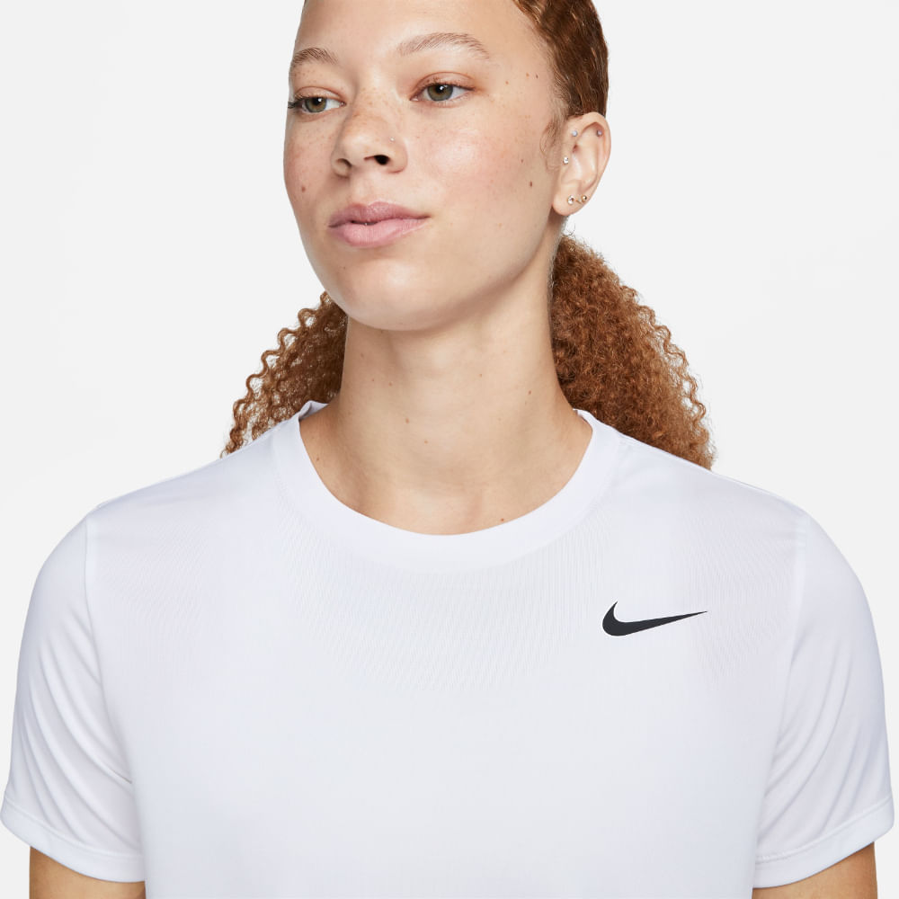 Nike W Nk Df Tee Rlgd Lbr Camiseta Manga Corta blanco de mujer para entrenamiento