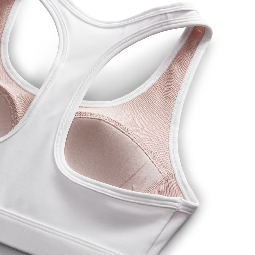 Nike W Nk Swsh Med Spt Futura Bra Top blanco de mujer para entrenamiento