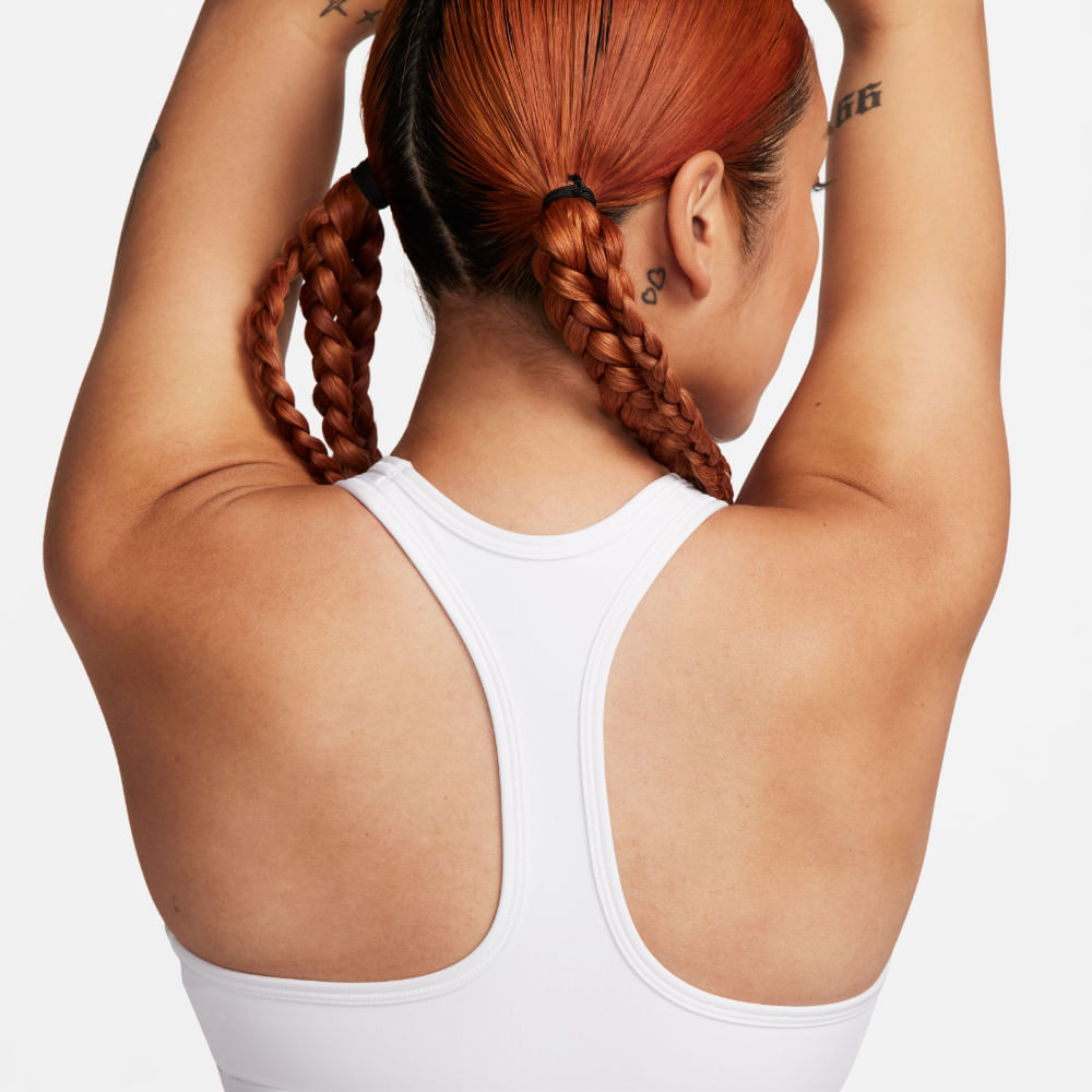 Nike W Nk Swsh Med Spt Futura Bra Top blanco de mujer para entrenamiento