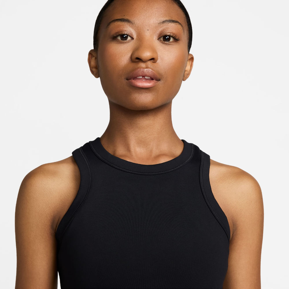Nike W Nk One Fitted Df Crop Tank Manga Sisa Negro De Mujer Para Entrenamiento