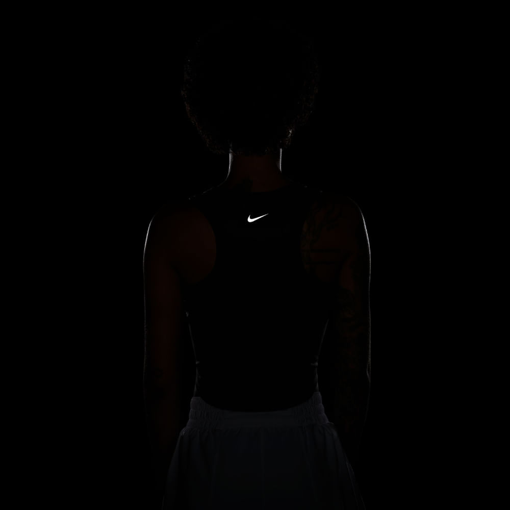 Nike W Nk One Fitted Df Crop Tank Manga Sisa Negro De Mujer Para Entrenamiento