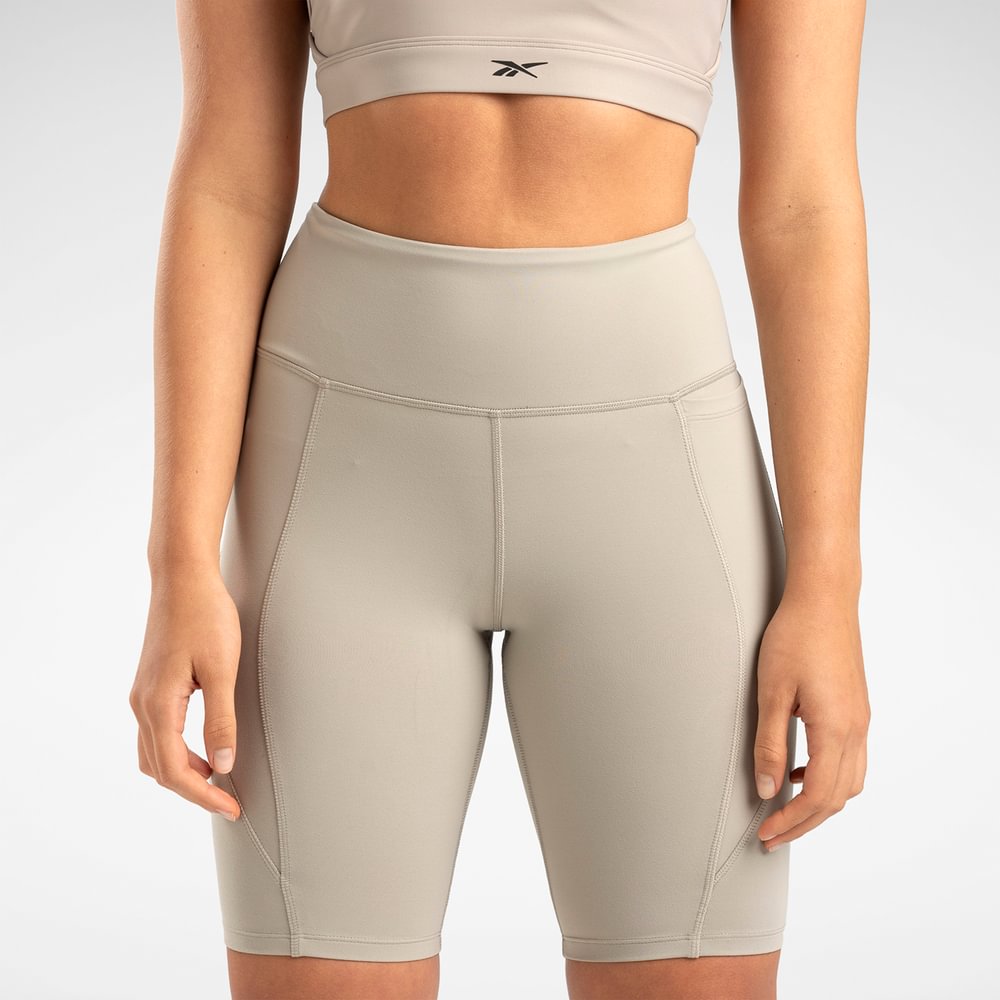 Reebok Lux High Rise Bike Short Licras Cortas Gris De Mujer Para Entrenamiento