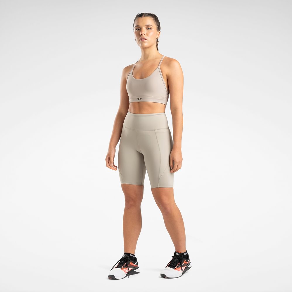 Reebok Lux High Rise Bike Short Licras Cortas Gris De Mujer Para Entrenamiento