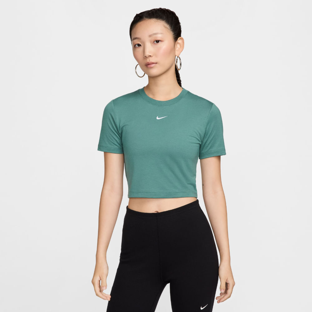 Nike W Nsw Tee Essntl Slim Crp Lbr Camiseta Verde De Mujer Para Moda